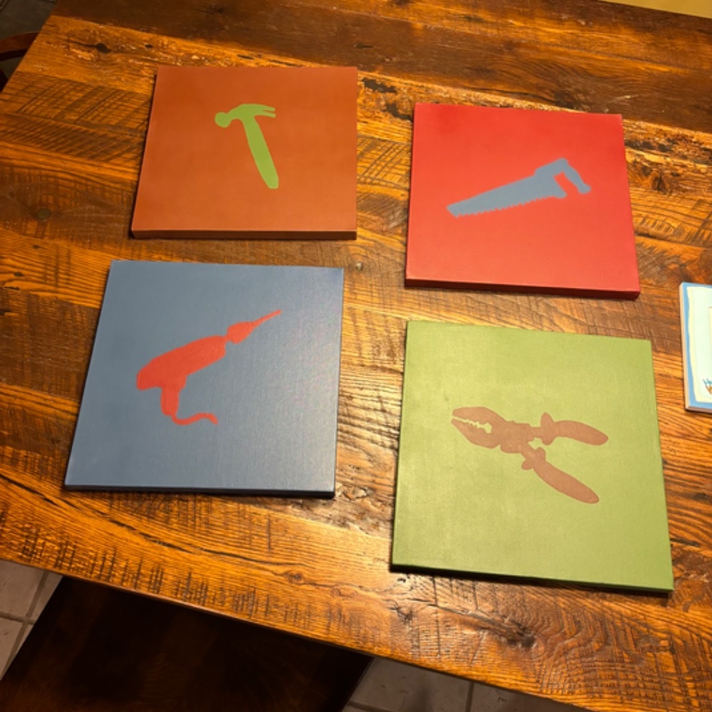 HANDMADE Tool Artwork & Frame - nursery or kids bedroom